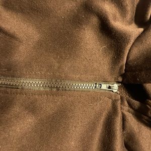 Brown fleece oversized drawstring hoodie